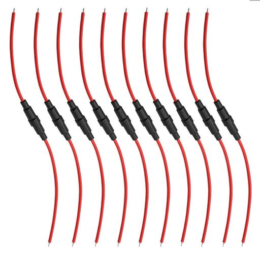DIGITEN5x20mmGDCヒューズホルダーインラインスクリュータイプ、16AWGワイヤ(10個入り)