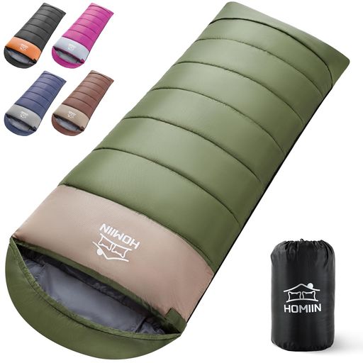 寝袋シュラフ冬用夏用封筒型Homiin【足元に二重保温】オールシーズン枕付き軽量コンパクト1.8Kg1.4Kg1.0Kg簡単収納保温防水快適温度-5°C-25°Cキャンプ登山アウトドア車中泊防災用丸洗い可能…