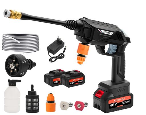 高圧洗浄機コードレス充電式【強化アップグレード版デジタル残量表示】コードレス高圧洗浄機洗車機700W家庭用6-in-1ノズル自吸式10mホースバッテリー2個付き約60分間連続使用時間洗車機…