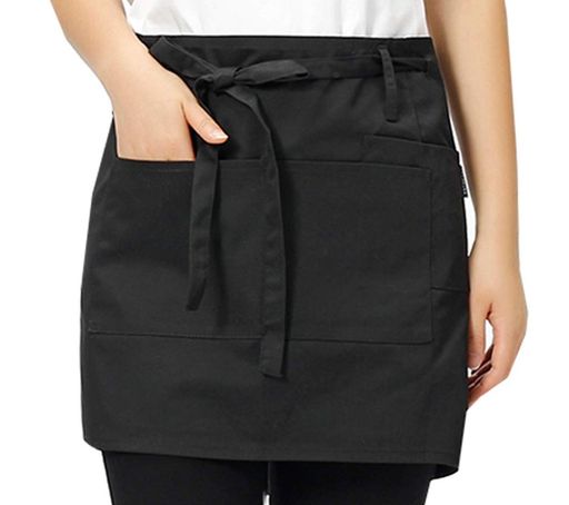 [花月デザイン]ショート丈腰巻きエプロンベーシックレディースメンズ男女兼用W00MOON花月(ブラック)