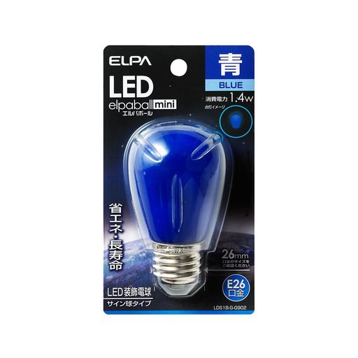 Rakuten - ELPA エルパ LED装飾電球 サイン球形 口金直径26mm ブルー LDS1B-G-G902