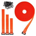 LITORANGEマジック結束バンド長さ8M幅広多色プラスチックバックル30個付き自由にカット繰り返し可能青/灰/橙荷締めベルトマジックバンド強力耐熱配線整理配線地震対策荷物梱包自転車引越…