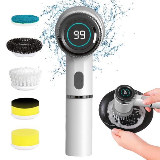 電動掃除ブラシ 回転ブラシ バスポリッシャー お風呂掃除 浴室掃除用ブラシ ターボプロ 二つ回転モード LED残量表示 コードレス