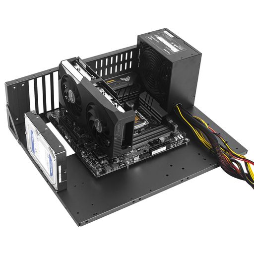 Rxakudedoオープンフレームベンチ台PCマイニングフレーム強化型鉱業イニングラック厚みのあるスチール製オープンブラケットシャーシTX/X79/X99対応拡張版高耐久冷却効率向上