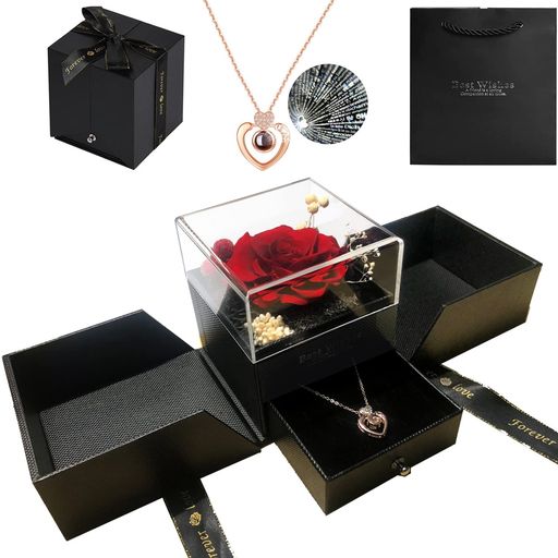 WOMLEXプリザーブドフラワーネックレスプレゼント枯れない花誕生日プレゼント女性人気彼女妻母贈り物と..