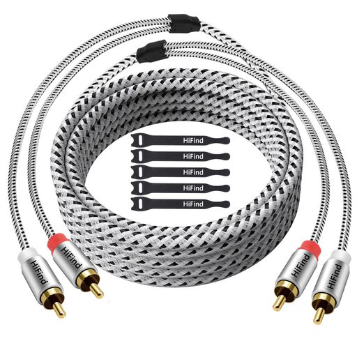 10M RCA Cable, Hi-Fi Quality, Red & White, Double Shielded Coaxial Audio Cable, Long, 24K Gold Plated Connectors, 2RCA-2RCA Analog Stereo Cable, High-Durability Nylon, for Amplifiers, Home Theater, Subwoofers…