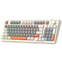 HOGREL K82 94キーキーボード クレーターアーキテクチャ付き ミュート消音 RGBライトニング ガスケット構造 80%テンキー ノブ搭載 快適なタイピング 人間工学 オフィス用USB-A有線キーボード (カーキ)