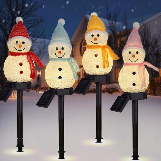 ソーラーガーデンライト置物ライトクリスマスイルミネーション雪だるまクリスマス飾りLED屋外防水ソー..
