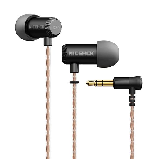 NICEHCK X39 6MMダイナミック型1基 カナル型イヤホン 1DD チタンコート振動板 3.5MMプラグ ミニサイズの筐体 スリープイヤホン メタルハウジング 高遮音性 HIFI 純銅銀メッキケーブル付属 (マイクなし ブラック 無酸素銅線)のサムネイル