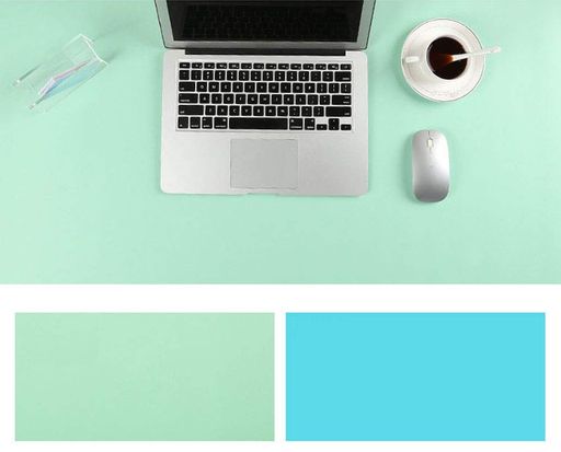 NOEINAオフィス用品PUレザーデスクマットマウスマットPC机学習机パソコンマットマット大型多機能耐久性両方の側が利用可能グリーン+ブルー120x60cm