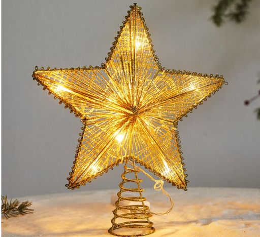 siawadekyクリスマスツリートップスター3D星電池式LEDライト付き五芒星飾りキラキラ豪華感スターライトクリスマスツリー装飾オーナメントトップ星デコレーションインテリア自宅店舗25*30cm