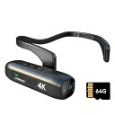 CAMMHDC2-64Gビデオカメラ4Kボディカメラ2200mAh5~7時間の作業手ぶれ防止ウェラブルカメラWiFi接続携帯電話APPコントロールに接続ヘッドカメラ会議旅行Vlogの撮影