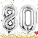数字バルーン40インチ大きいバースデーバルーン【数字80】ナンバーバルーン誕生日風船バースデー飾りアルミ風船約90cmビッグバルーン数字ハッピーバースデー飾り付け結婚式パーティー…