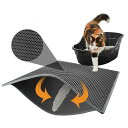 QIRUN猫マット二重構造EVA猫砂取りマット飛び散り防止マット清潔簡単防カビ防臭防水軽量掃除簡単滑り止め底部防水猫トイレマット超大サイズペット用品55x75cm