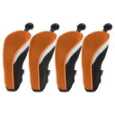 Anduxゴルフハイブリッドクラブヘッドカバー交換可能な番号タグ付き4個セットMT/HY(オレンジ)