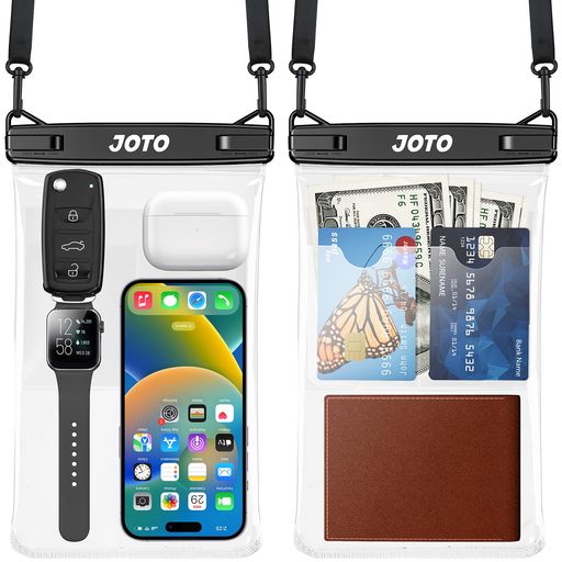 JOTO防水ケース2枚セット7.5インチまでの設備対応顔/指紋認証お風呂水泳シュノーケリング仕切り水中写真-ブラック