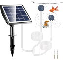 ZHHMlエアポンプソーラー新しい太陽光充電式エアポンプエアーポンプ静音設計2W発電パネル省電力動作エア吐出量毎分1~2Lフィット各種水槽の酸素供給ガーデン噴水/庭池/生け簀/アクアリウ…