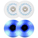 PATIKILカラフルなライトアップインラインスケートホイール80mm4個LEDフラッシングインラインローラーホイール90APUベアリング付き屋内/屋外スクーター交換用ブルー