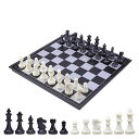 KOKOSUNチェスセット国際チェスマグネット式折りたたみチェスボード黒と白の駒収納便利(25x25cm)