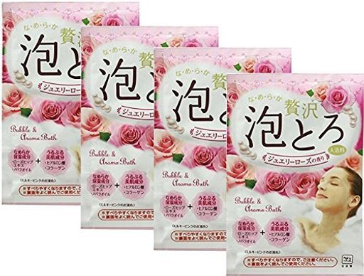 牛乳石鹸共進社 贅沢泡とろ 入浴料 ジュエリーローズの香り 30g 【4点セット】
