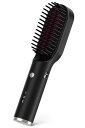 RyanbooヒートブラシコードレスUSB充電式ストレートヘアアイロンブラシコードレスミニヘアブラシアイロンストレート持ち運び3段階温度調整MAX200°Cポーチ付き
