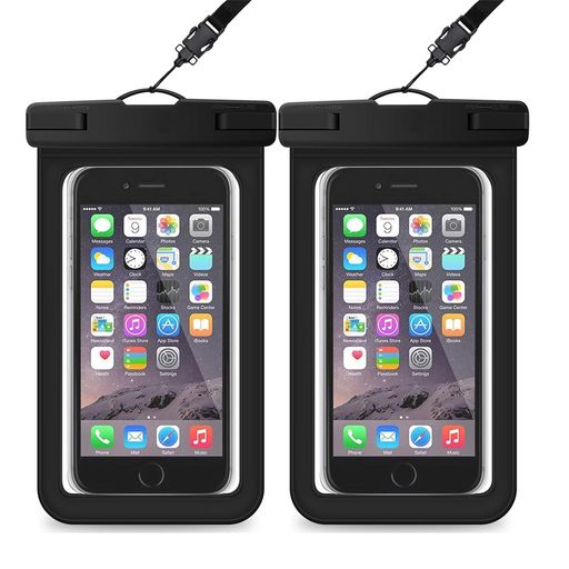 防水携帯ポケット汎用携帯電話ケース;互換IPHONE15141312PROMAXGALAXYS23S22S21PLUSガンダム7インチIPX8ビーチ旅行必須-BK-2パック