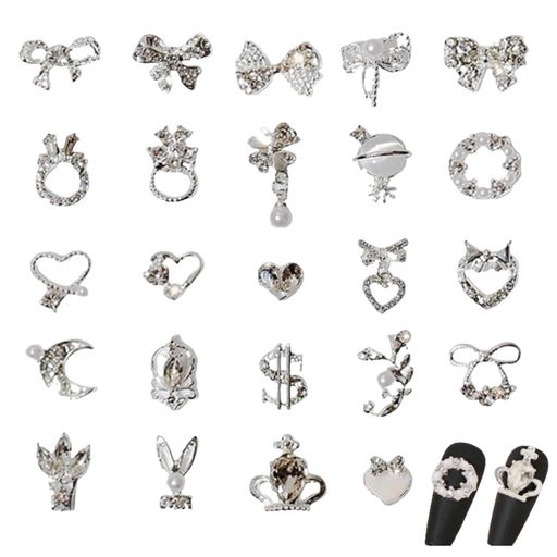 DFsuccesネイルパーツリボンハートネイルストー立体3D蝶々可愛い宝石ネイルアートジュエリーパーツDIY..