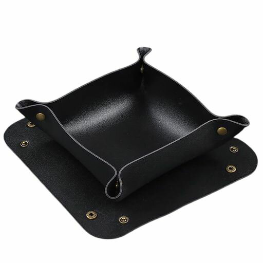 折りたたみ式タバコローリングトレイ–正方形PUレザータバコバレットトレイ喫煙パイプツールアクセサリーEDCトラベルセット(ブラック)