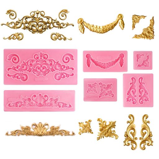 サムコスシリコンモールド立体レースフレーム6個入り彫刻粘土樹脂石膏レジンソフトモールド石鹸キャン..