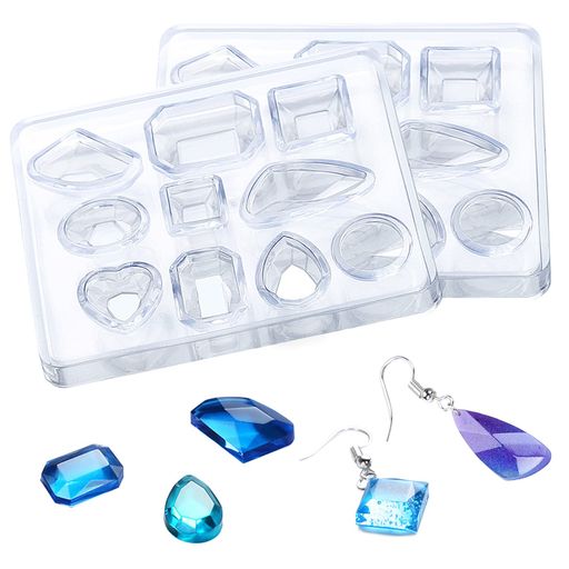 YFFSFDCUVレジン型ソフトシリコンモールド2本入り人気ハンドメイド鏡面宝石型ジュエリー小さいネックレ..