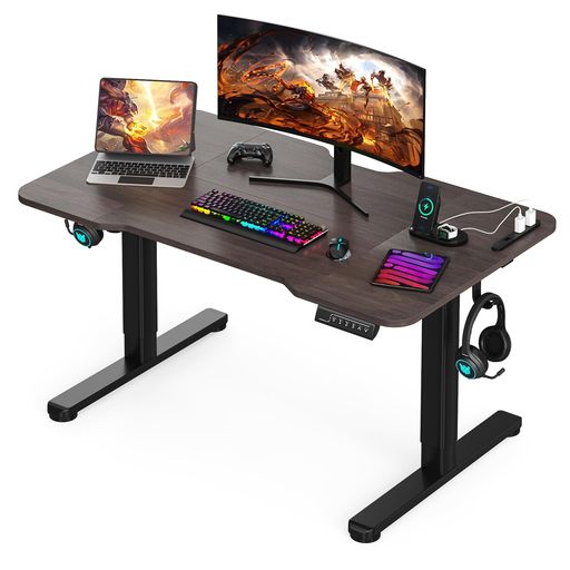 Sunonパソコンデスク電動昇降式ローデスクコンセント/USBポート付き高さ調整安定昇降モニターアーム対..