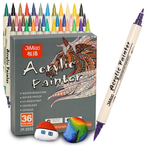 LAPONDアクリルマーカーペンカラーペン水性ペン毒性無し防水速乾太細両端DIY落書き手描き塗り絵ガラス..