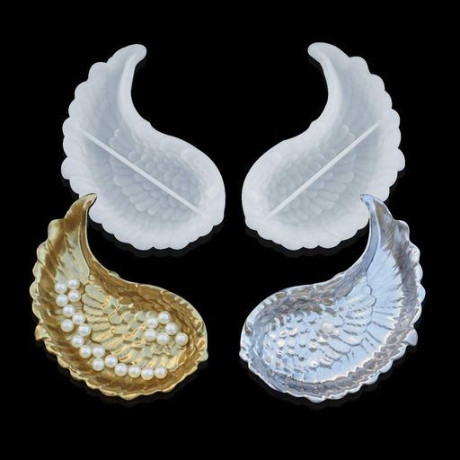 DIYBravo羽根トレイシリコンモールド翼形羽天使置き皿小物入れ収納用お皿2つセットソフトモールドエポ..