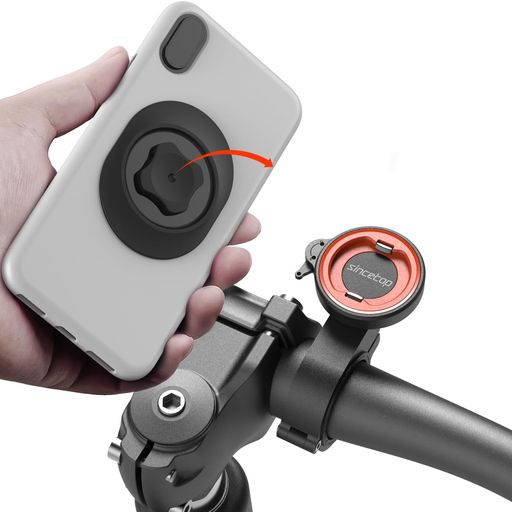 sincetop自転車スマホホルダーバンドルステムスマホマウント前方に伸びライトやカメラを追加可能アルミステム携帯ホルダーマウンテンバイクやロードバイク用クイックコネクトクリップ…