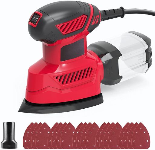 星(塗り潰し)【梱包内容】:1 * 14000RPM 130W サンダー、1 *透明ダストボックス、1 *掃除機接続アダプター、20 *サンダーペーパー(60/80/120/180/220グリット各4個) 星(塗り潰し)【集塵デザイン】作業中に発生する微細な木くずは人体に非常に有害であり、設計した半透明の集塵ボックスは、いつでも木くずの再印刷を観察でき、非常に実用的です。スナップ接続設計により、作業中にボックスが落下するのを防ぎます。 星(塗り潰し)【クイックリリース設計】付属のベルクロサンドペーパー20枚でクイック交換機能を実現本体の重さはわずか950g、片手で簡単に操作できます。 星(塗り潰し)【長時間作業しやすい】オールインクルーシブのラバーハンドルは、振動を効果的に低減し、使用中の疲労を軽減します。 スイッチを有効または無効にした後にロックして、手の制御を減らすこともできます。 星(塗り潰し)【コンパクトでありながら強力】1.1A純銅モーターは、14000RPMの速度を提供し、振動を効果的に低減し、作業をより効率的かつ快適にします。角やその他の手の届きにくい場所の木材、金属、またはプラスチックから塗料を除去するさまざまな用途に対応するコンパクトなデザイン。