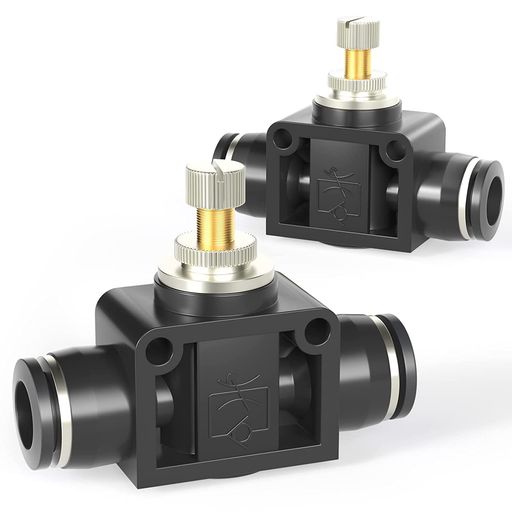 TAILONZPNEUMATIC6mmチューブ外径エア流量調節バルブ(プッシュツーコネクトフィッティング付)、インラインスピードコントローラユニオンストレートscf-6(2個入)