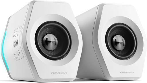 ゲーム 多様な接続方法:Edifier G2000スピーカーは、Bluetooth、USB、AUXの3種類の接続方法に対応しており、様々なデバイスと互換性があります。音源を自由に切り替えることができます。 音楽/ゲーム/映画の3つのEQモードに対応:Edifier G2000スピーカーには、音楽、ゲーム、映画のシーンに合わせた3種類のプリセットされたイコライザーモードがあります。異なる音響効果を楽しむことができます。 高音質:Edifier G2000スピーカーは、2.75インチのフルレンジユニットを採用し、出力は32W RMSに達します。音はクリアで大きいです。スピーカーの背面には低音反射孔があり、低域の表現力を高めています。 サイズ:Edifier G2000スピーカーのサイズは非常にコンパクトで、W106 x D105 x H130 mmしかありません。スペースを少なくとも占め、デスクトップに置くのに便利です。 シンプルデザイン:Edifier G2000スピーカーの外観デザインはシンプルでおしゃれで、黒い金属メッシュとRGBライトバーが科学感とゲームの雰囲気を演出しています。