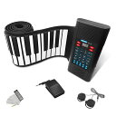 【新型】ニコマクNikoMakuロールピアノ88鍵盤キーボード【日本語表記音質アップ】SWANRoll-upロールアップ充電型MIDI対応128種音色ペダル練習用イヤホン、鍵盤シール付き日本語説明書携帯型…