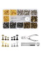 YFFSFDCレザークラフトカシメセット3サイズ4種色リベットスタッズ底鋲打ち具セット丸形6mm8mm12mm穴あけ打ち具打ち台パーツDIY手作りベルト布革細工...