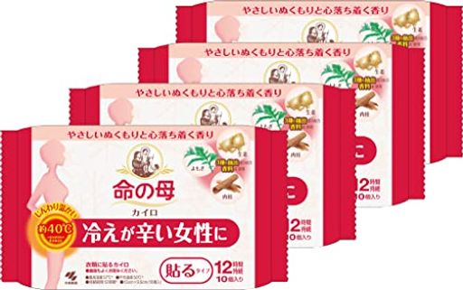 【まとめ買い】 桐灰カイロ 命の母 カイロ 衣類に貼るタイプ ぬくもりとほのかな香りで心落ち着く 10個入x4個