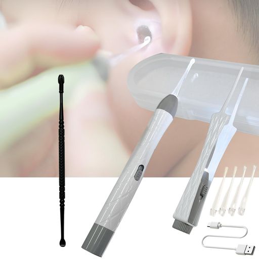 【商品詳細】■〈商品名〉TattiOut 光る耳かき 耳かき ライト 充電式 USB LEDライト付き耳かき みみかき シリコン 耳掃除 子供用 耳かきセット 3点セット ■〈パッケージ内容〉光る耳かき(シリコン製ヘッド2本、プラスチック製ヘッド2本付属)13gx1、光るピンセット(USBケーブル付属)18gx1 、合金耳かき 8gx1■〈3色展開〉ホワイト、グリーン、パープル ■最も優れたモノをお客様へ。6年の衛生用品開発経験を持つ優良工場で製造。5社以上の工場からのサンプルを厳選し、使いやすさx安全性の上位にあたる耳かきを採用。異なる先端の形状・素材で、きっと見つかるご家族にフィットするその1本、3点から。 【LEDライト付き「耳かき+ピンセット」セット】LEDの明るい光で、暗い耳穴をしっかりと照らしながら耳掃除ができる。柔らかい子供用シリコン製と丈夫な大人用プラスチック製のヘッドが2本ずつ付属しており、シリコン製先端は極細で柔らかく作られているので、デリケートな耳の奥までやさしく届き、小さなお子さまが嫌がる心配も少なく、ママにとって頼もしいアイテム。