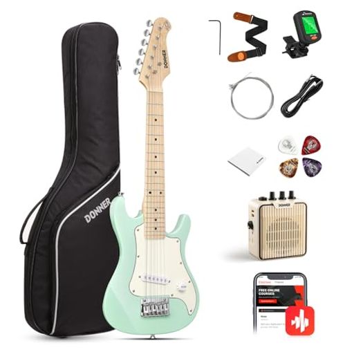 【お子様にぴったりの30インチエレキギター】Donnerはお子様に余計な負担をかけないという心がけと良い弾き心地をもたらすためにエレキギターのサイズを特別に設計しました。フルサイズのエレキギターを使用できないお子様にもエレキギターを学びたいという願いが叶えられます。 【触り心地良いマット仕上げ】高品質の木材のみを使用したDonnerエレキギターは念入りに作られ、特別に設計されたボディラインにより子供の腕のカーブによくフィットし、演奏に専念できます。色鮮やかに加え、肌に優しいマット仕上げ塗装は良い見栄えをもたらし、さまざまな場所での演奏に適しています。 【クラシックなサウンド】Donnerエレキギターは特別に設計されたピックアップを搭載しており、幅広いスタイルに適した最もクラシックなロックサウンドを作成できます。 【ギターミニアンプ】GAINとTONEを調整することで、異なるトーンが得られ、いろんなスタイルの音楽に対応できます。ヘッドホン入力端子も備えており、夜中でもギターの練習ができます。簡単なコントロール、コンパクトなサイズとパワフルなサウンドが特長です。