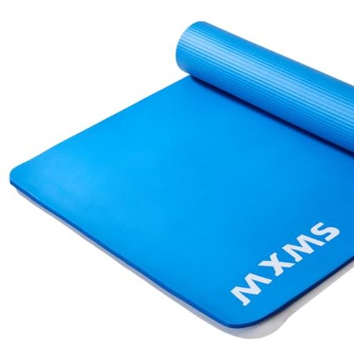 YURENメンズ用トレーニングマット幅広90*185cm極厚15mm特大ヨガマット高密度ニトリルゴム筋トレマットピラティスエクササイズマット滑り止め初心者収納バ...