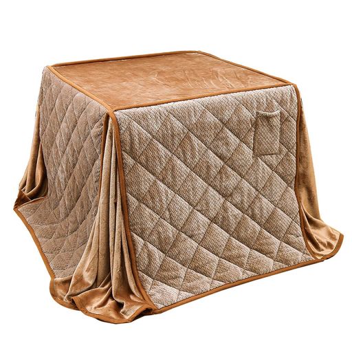 JEMAジェマハイタイプテーブルダイニング省スペースこたつ布団こたつ掛け布団掛け布団単品吸湿発熱ふわふわ感触フランネル生地約240x240cm正方形洗えるベージュケーブル模様