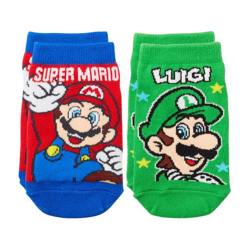 [オカモト] スーパーマリオ 子供 靴下 2足/3足セット スニーカー丈 キャラクターソックス マリオ ルイージ ボーイズ 学校 スポーツ 15.0cm~20.0cm アソートB