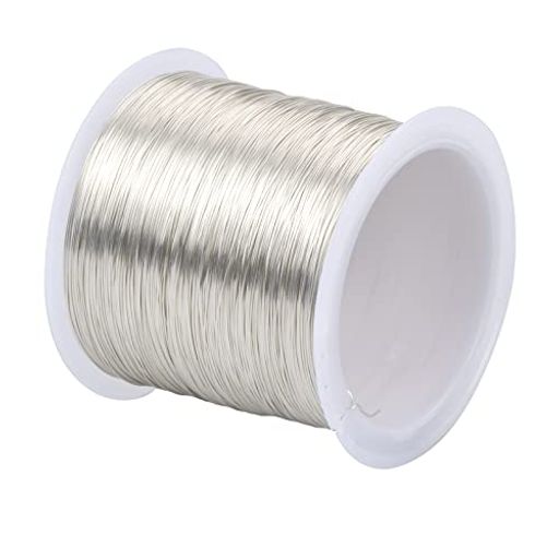 銅線0.4mmアクセサリーワイヤーアートワイヤーシルバークラフトワイヤー銀色ビーズワイヤー細い長さ100..