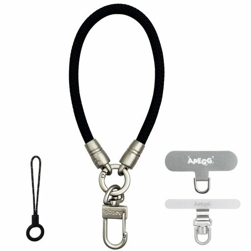 Rakuten - [APEGG] ハンドストラップ 携帯ストラップ 手首 取り外し スマホストラップ 丸紐6.5mm カメラストラップ 落下防止 紛失防止 リングストラップX1 ストラップホルダー X2 付属 全機種対応