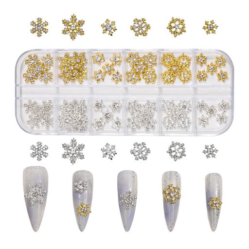 【パッケージ】雪の結晶ネイルパーツ1ケース入り。 【素材】高品質の金属とラインストーンで作られており、強くて耐久性があり、安全で環境に優しく、錆びたり色褪せたりしにくいです。軽くて付け心地も良く、圧迫感なく長時間ネイルを飾ることができます。 【キラキラ】雪の結晶はクリスマスの古典的な要素で、ラインストーンが付いており、太陽の下でキラキラと輝き、とても眩しいです。ネイルの装飾がとても可愛くて、楽しいクリスマスの雰囲気を作り出します。 【DIY】ネイルパーツは立体感があり、存在感が強く、自然ネイルでも人工ネイルでも飾りやすいです。接着剤でネイルに簡単に貼り付けることができます。初心者でも簡単にDIYできます。 【幅広い用途】このネイルパーツはネイルを飾るだけでなく、携帯電話ケース、バッグ、衣類、カード、DIY小物などを飾ることもできます。家族や友人へのプレゼントにも最適です。クリスマスパーティーでお友達と一緒にDIYできます。