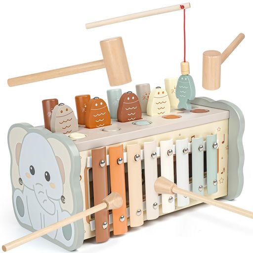 【4 IN 1 モンテッソーリ 玩具】 このインタラクティブなおもちゃを使用すると、お子様はモグラたたき、魚釣り、木琴演奏、歯車の回転など、4-in-1 で遊ぶことができます。この多機能おもちゃは、お子様を手放せなくなるでしょう。 【知育玩具】レイヤードカラー、インタラクティブな細かい運動能力の練習などの要素を使用してデザインされたこのモンテッソーリのおもちゃは、もぐらたたき遊びでお子様の手と目の協調を改善し、もぐらたたきや釣りゲームで論理力を訓練します。 【安全で丈夫な木のおもちゃ】赤ちゃんおもちゃ1歳、安全性と耐久性を高めるために天然木で作られており、滑らかなエッジを実現するために複数の職人技で研磨され、無臭の水性塗料で作られています。十分な強度があるので、お子様の破壊力を心配する必要はありません。適切に保護されていれば、赤ちゃんの幼少期の思い出となるでしょう。 【インタラクティブなおもちゃ】この感覚玩具は、親が子供たちと自由な時間を過ごし、子供の発達に参加するのに最適なツールであり、遊び中の協力的な遊びを通じて親子の相互作用を強化します。 18か月以上のお子様に必須の知育玩具です。