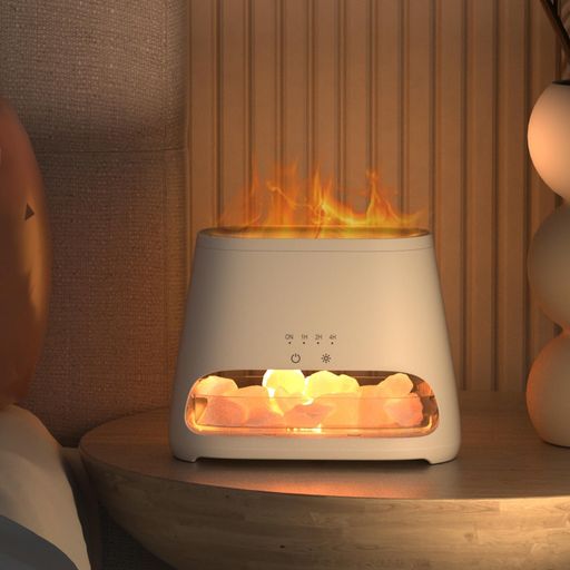 SALKING2-IN-1アロマディフューザー加湿器超音波式アロマストーン焚き火癒しライトナイト付4時間タイマー3階段輝度調整自動オフ空焚き防止静音空気清浄乾燥対策お手入れ簡単誕生日お祝いバレンタインプレゼント